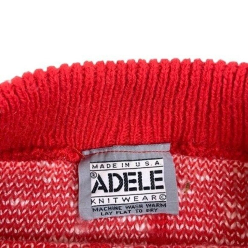 Adele Vintage Knit Pullover Plaid Sweater Red and White - Picture 3 of 5